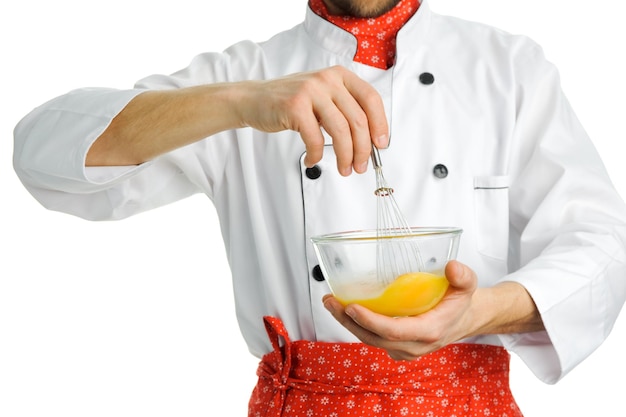 Kucharz trzymający miskę